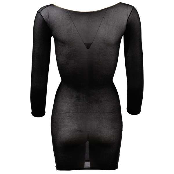 Robe en résille noire transparente, manches longues 